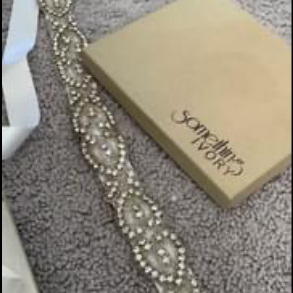 Beaded Bridal Belt -ivory ribbon
